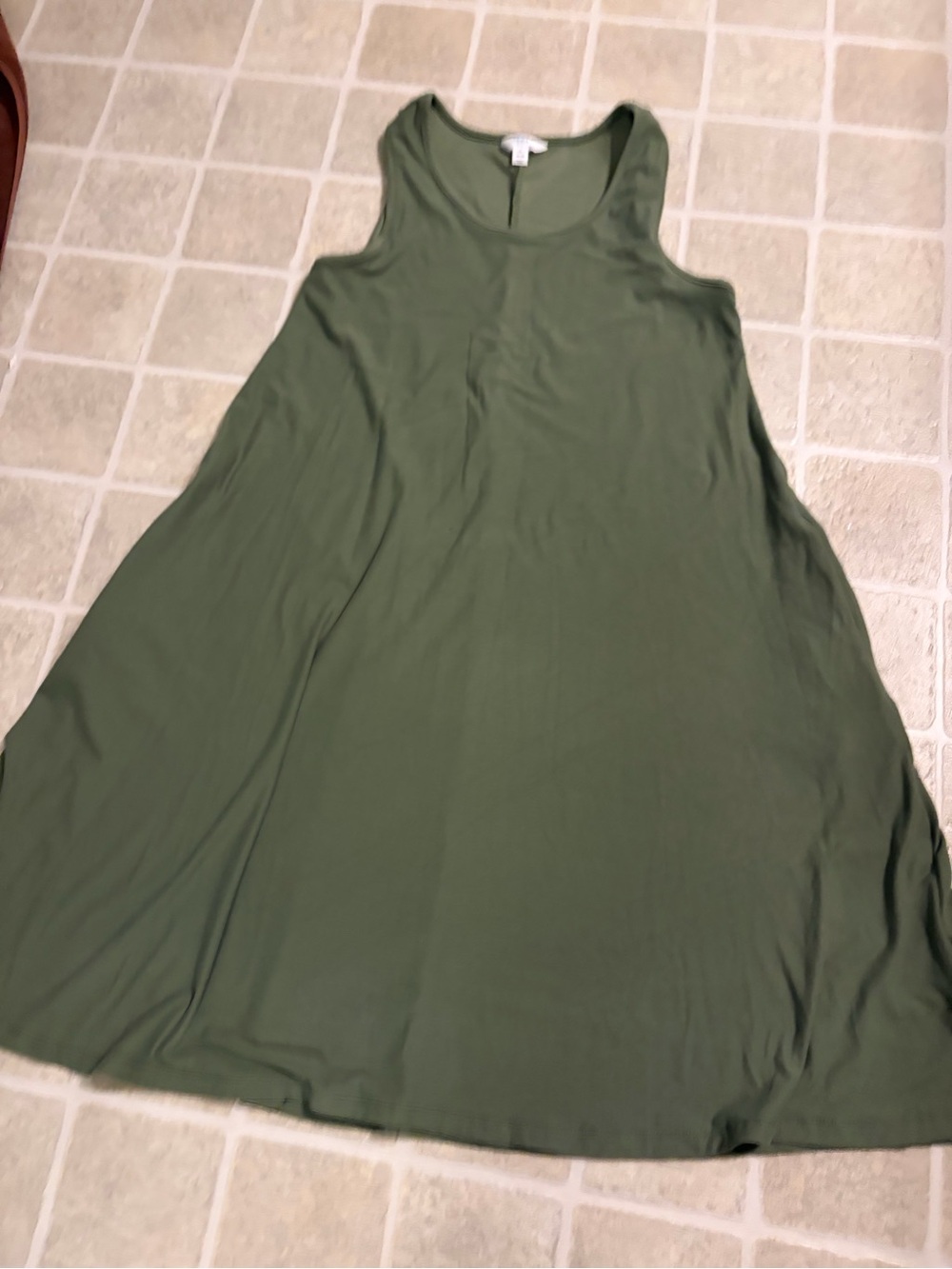 Time and Tru Sleeveless Olive Swing Midi Dress